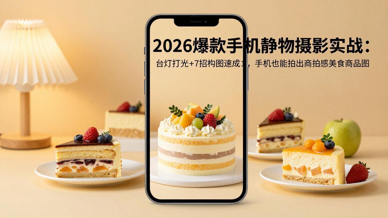 2026爆款手机静物摄影实战：台灯打光+7招构图速成，手机也能拍出商拍感美食商品图 - 严选资源大全