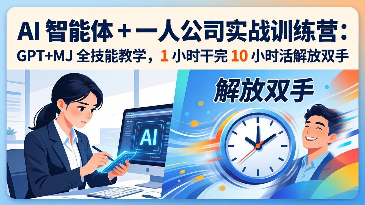 AI 智能体 + 一人公司实战训练营：GPT+MJ 全技能教学，1 小时干完 10 小时活解放双手 - 严选资源大全