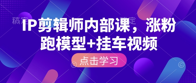 IP剪辑师内部课,涨粉跑模型+挂车视频(更新) - 严选资源大全