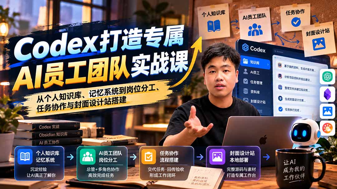 【无水印】Codex打造专属AI员工团队实战课：从个人知识库、记忆系统到岗位分工、任务协作与封面设计站搭建 - 严选资源大全