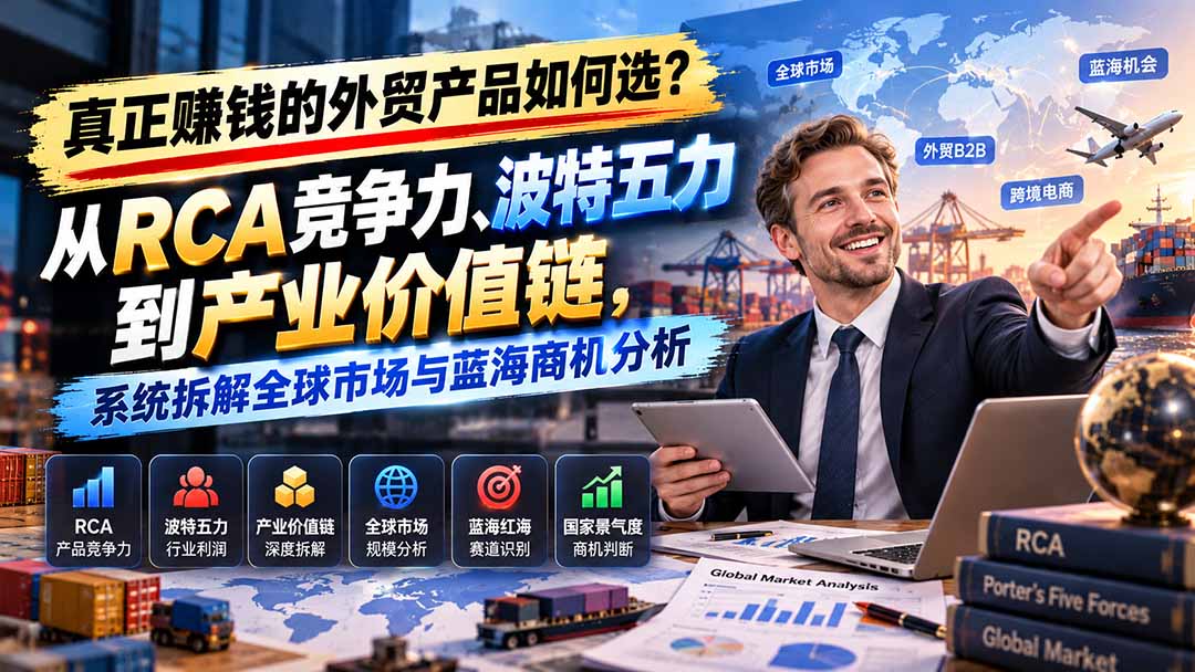 真正赚钱的外贸B2B产品如何选?从RCA竞争力、波特五力到产业价值链,系统拆解全球市场与蓝海商机分析 - 严选资源大全