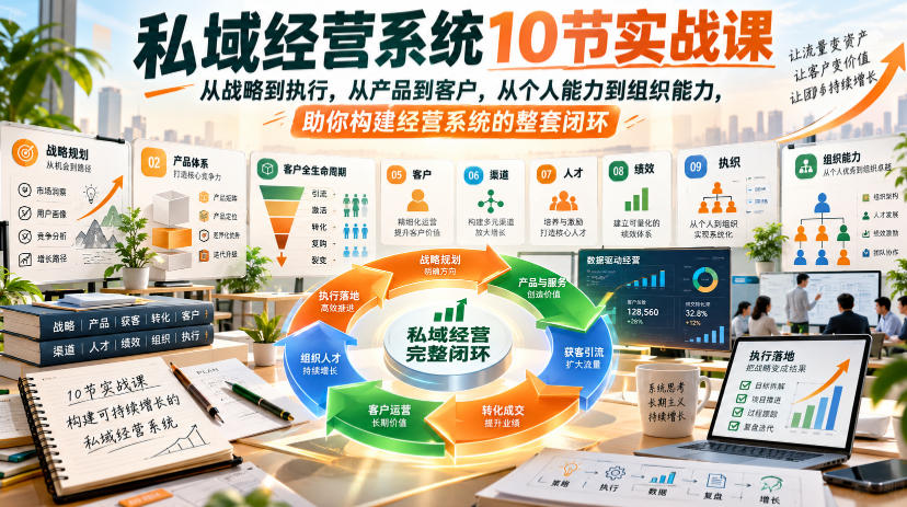 私域经营系统10节实战课，从战略到执行，从产品到客户，从个人能力到组织能力，助你构建经营系统的整套闭环 - 严选资源大全