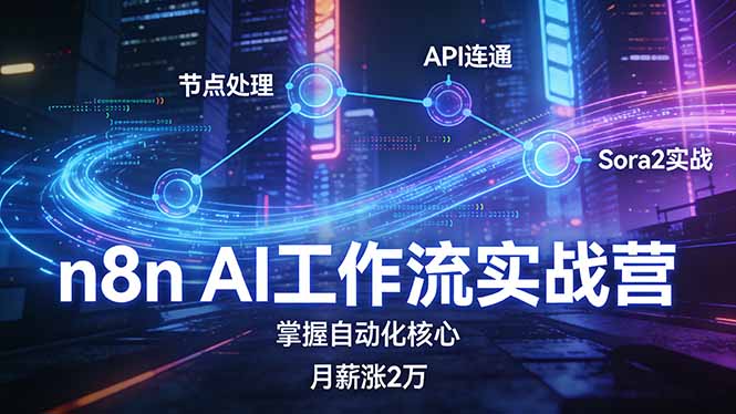 n8n AI工作流实战营，节点处理+API连通+Sora2实战，掌握自动化核心月薪涨2万 - 严选资源大全