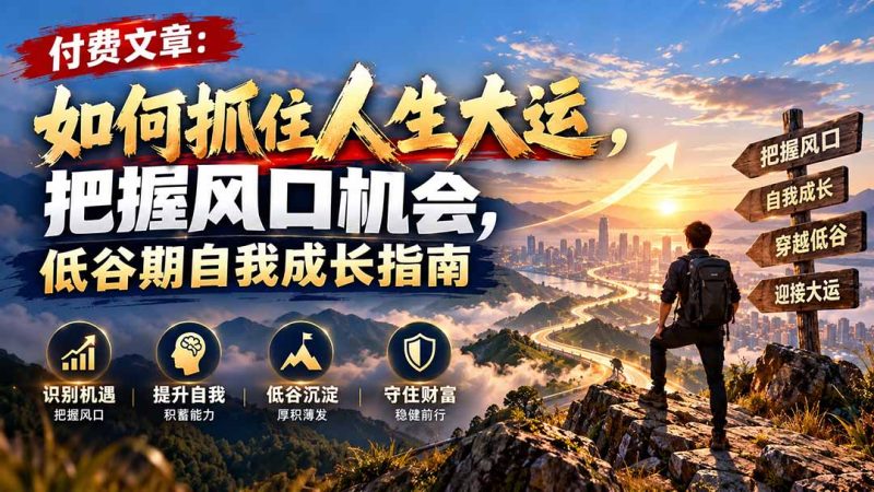 付费文章:如何抓住人生大运,把握风口机会,低谷期自我成长指南 - 严选资源大全 - 严选资源大全