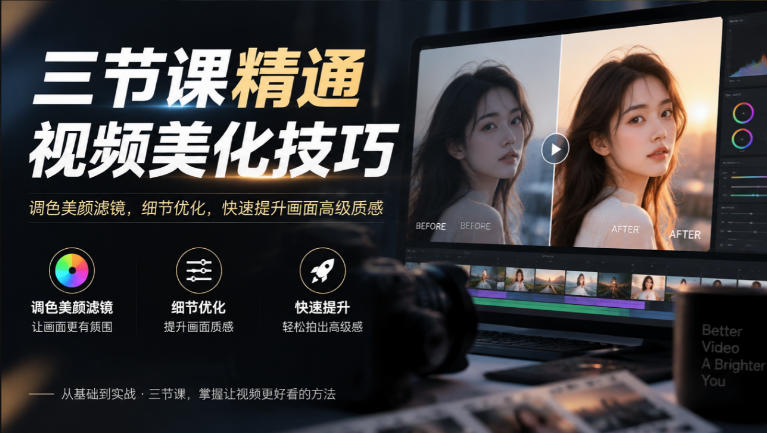 三节课精通视频美化技巧｜调色美颜滤镜，细节优化，快速提升画面高级质感 - 严选资源大全