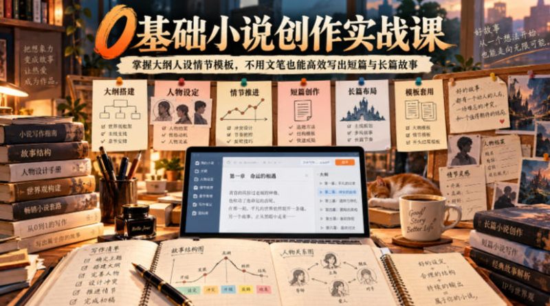 0基础小说创作实战课｜掌握大纲人设情节模板，不用文笔也能高效写出短篇与长篇故事 - 严选资源大全 - 严选资源大全