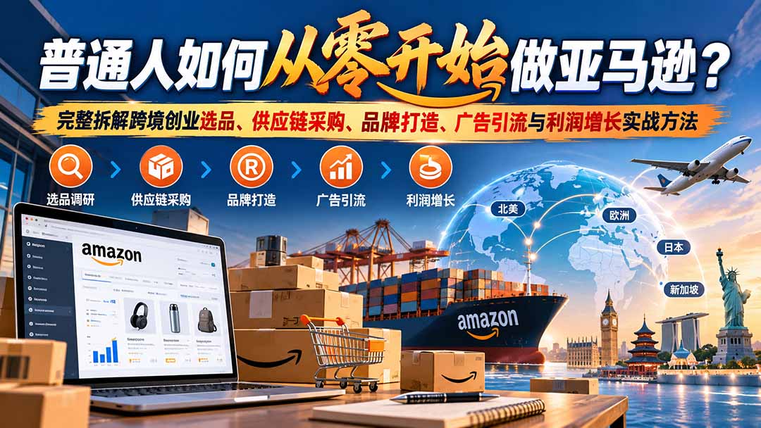 普通人如何从零开始做亚马逊?完整拆解跨境创业选品、供应链采购、品牌打造、广告引流与利润增长实战方法 - 严选资源大全