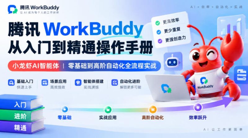 腾讯WorkBuddy从入门到精通操作手册|小龙虾AI智能体,零基础到高阶自动化全流程实战【文档】 - 严选资源大全 - 严选资源大全