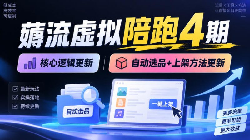 薅流虚拟陪跑4期丨核心逻辑更新丨自动选品+上架方法更新 - 严选资源大全 - 严选资源大全