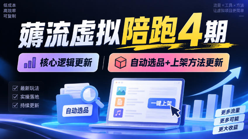 薅流虚拟陪跑4期丨核心逻辑更新丨自动选品+上架方法更新 - 严选资源大全
