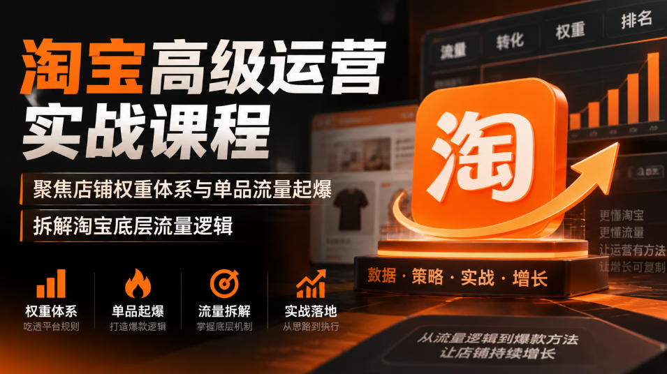 淘宝高级运营实战课程，聚焦店铺权重体系与单品流量起爆，拆解淘宝底层流量逻辑 - 严选资源大全