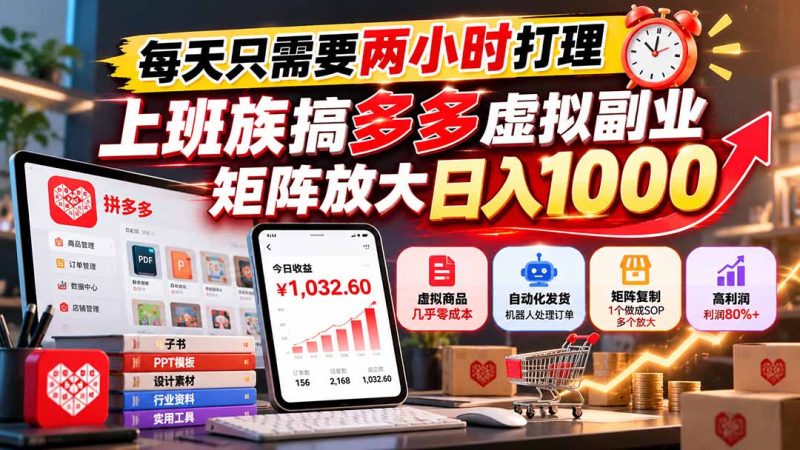 每天只需要两小时打理,上班族搞多多虚拟副业,矩阵放大日入 1000 - 严选资源大全 - 严选资源大全