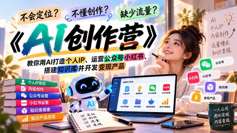不会定位、不懂创作、缺少流量?《AI创作营》教你用AI打造个人IP、运营公众号小红书、搭建知识库并开发变现产品 - 严选资源大全 - 严选资源大全