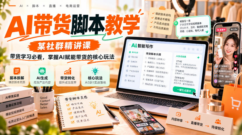 AI带货脚本教学，某社群精讲课，带货学习必看，掌握AI赋能带货的核心玩法 - 严选资源大全