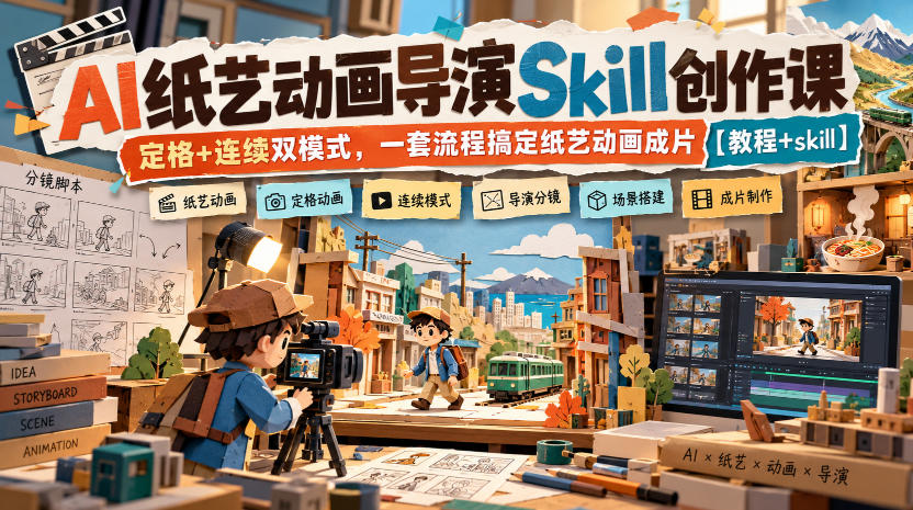 AI纸艺动画导演Skill创作课｜定格+连续双模式，一套流程搞定纸艺动画成片【教程+skill】 - 严选资源大全