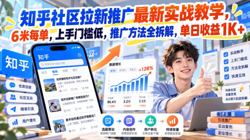 知乎社区拉新推广最新实战教学,6米每单,上手门槛低,推广方法全拆解,单日收益1K+!(更新1021) - 严选资源大全 - 严选资源大全
