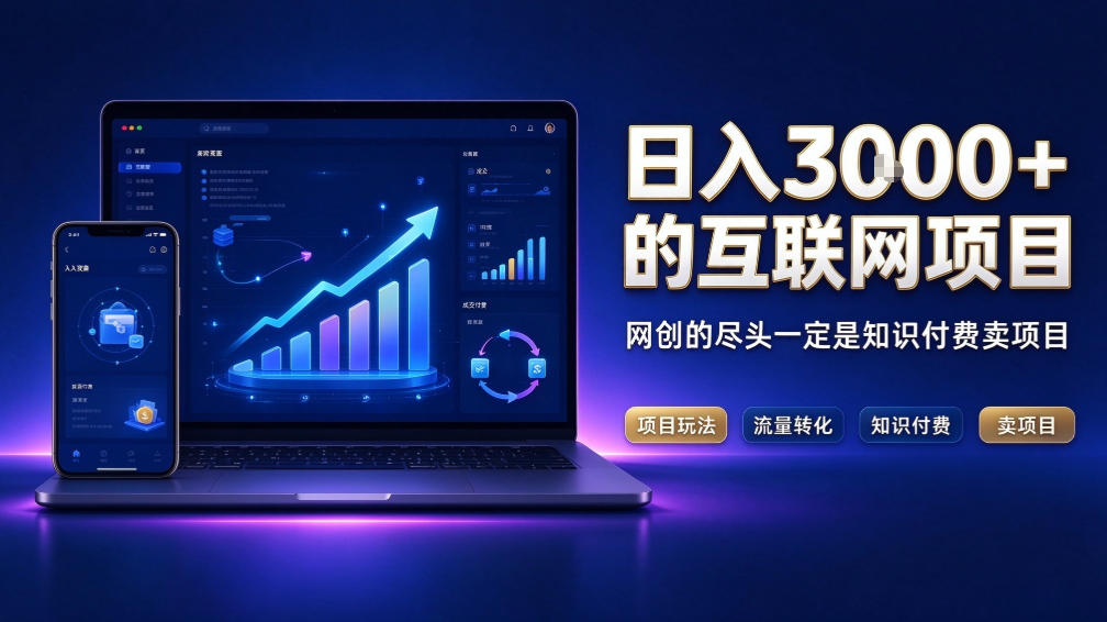 日入3k+的互联网项目，网红的尽头是带货，网创的尽头一定是知识付费卖项目【揭秘】 - 严选资源大全
