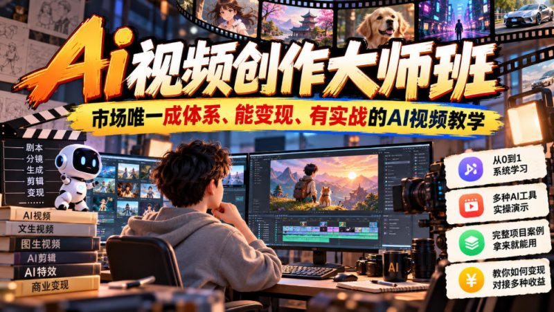 Ai视频创作大师班,市场唯一成体系、能变现、有实战的AI视频教学(更新2026) - 严选资源大全 - 严选资源大全