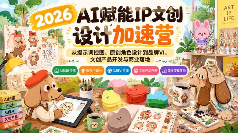 2026AI赋能IP文创设计加速营:从提示词控图、原创角色设计到品牌VI、文创产品开发与商业落地 - 严选资源大全 - 严选资源大全