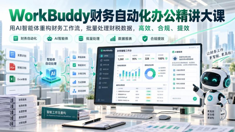 WorkBuddy财务自动化办公精讲大课，用AI智能体重构财务工作流，批量处理财税数据，高效、合规、提效 - 严选资源大全 - 严选资源大全