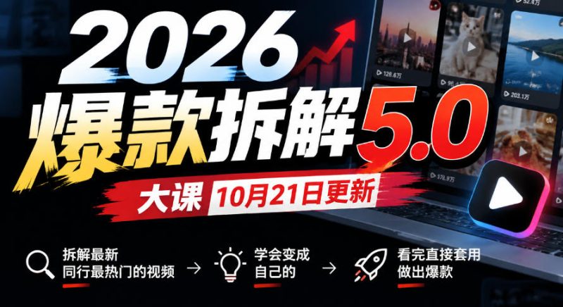 2026爆款拆解5.0大课10月21更新,拆解最新同行最热门的视频,学会变成自己的,看完直接套用做出爆款 - 严选资源大全 - 严选资源大全