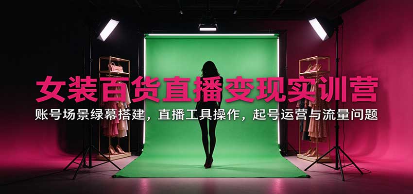 女装百货直播变现实训营：账号场景绿幕搭建，直播工具操作，起号运营与流量问题 - 严选资源大全
