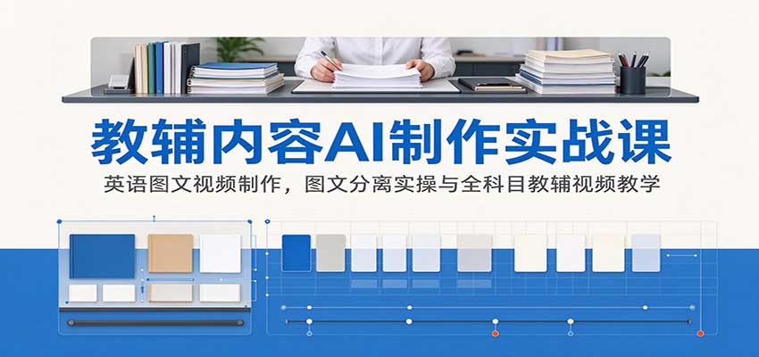 AI制作教辅内容实战课:英语图文视频制作,图文分离实操与全科目教辅视频教学 - 严选资源大全