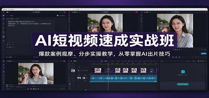 AI短视频速成实战班:爆款案例观摩、分步实操教学,从零掌握AI出片技巧 - 严选资源大全