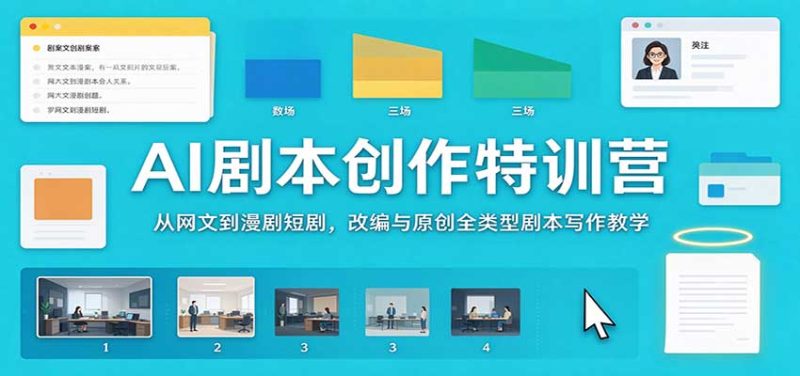 AI剧本创作特训营：从网文到漫剧短剧，改编与原创全类型剧本写作教学 - 严选资源大全 - 严选资源大全