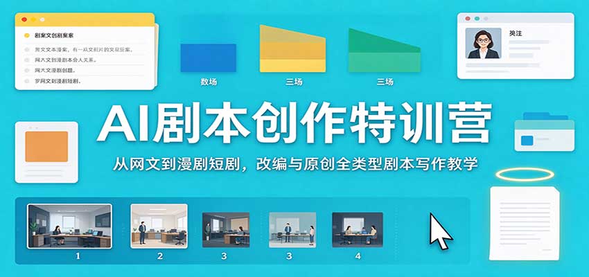 AI剧本创作特训营：从网文到漫剧短剧，改编与原创全类型剧本写作教学 - 严选资源大全
