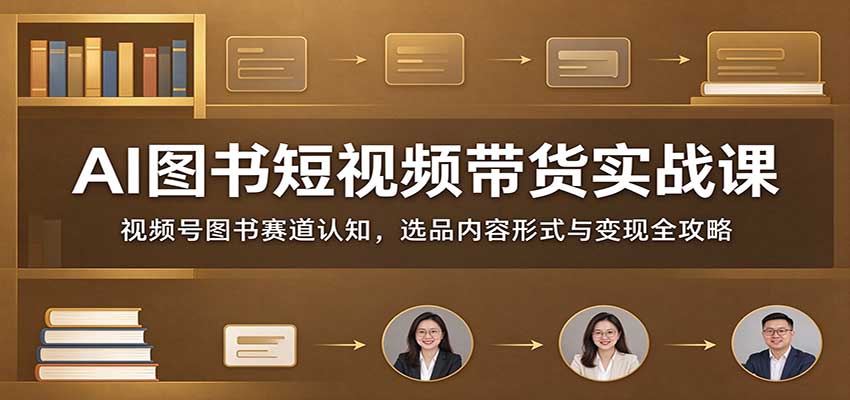 AI图书短视频带货实战课：视频号图书赛道认知，选品内容形式与变现全攻略 - 严选资源大全