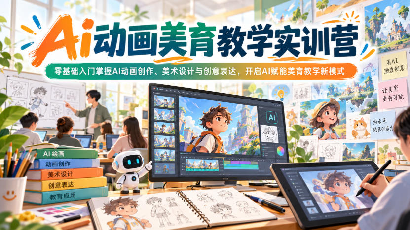 Ai动画美育教学实训营，零基础入门掌握AI动画创作、美术设计与创意表达，开启AI赋能美育教学新模式 - 严选资源大全