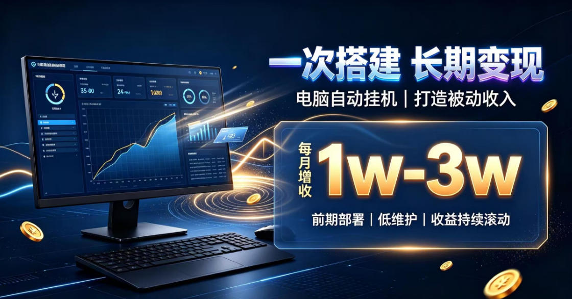 一份投入长期收益，电脑自动挂G类目，搭建被动收入每月增收1w-3w【揭秘】 - 严选资源大全