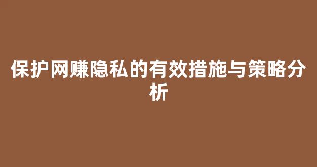 保护网赚隐私的有效措施与策略分析 - 严选资源大全