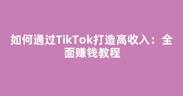 如何通过TikTok打造高收入：全面赚钱教程 - 严选资源大全